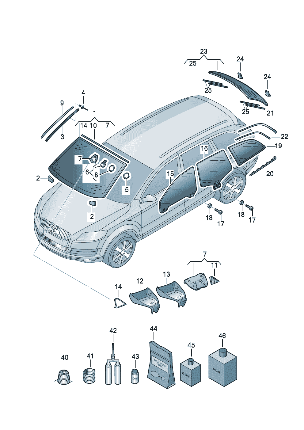 mouluresChangement de glaceproduits collage et etancheite  - Audi Q7 - aq7