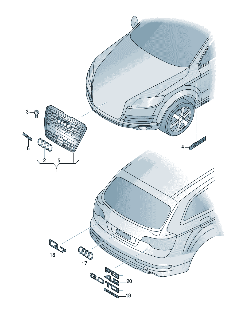 inscriptions/lettering rear - Audi Q7 - aq7