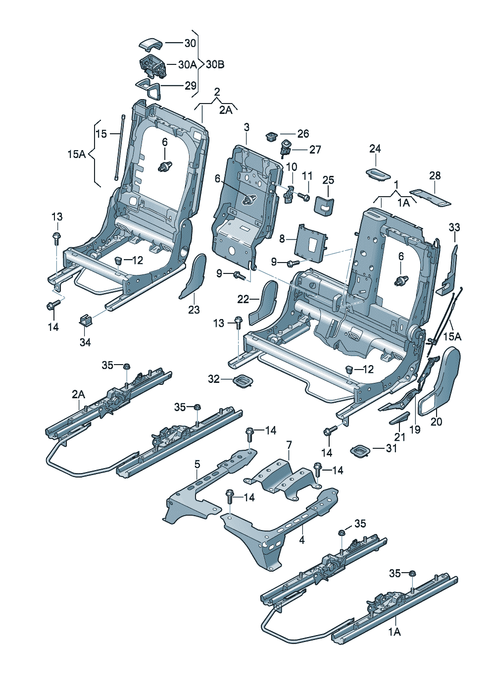 Revestimiento armazon asiento trasero2.fila asient. - Audi Q7 - aq7