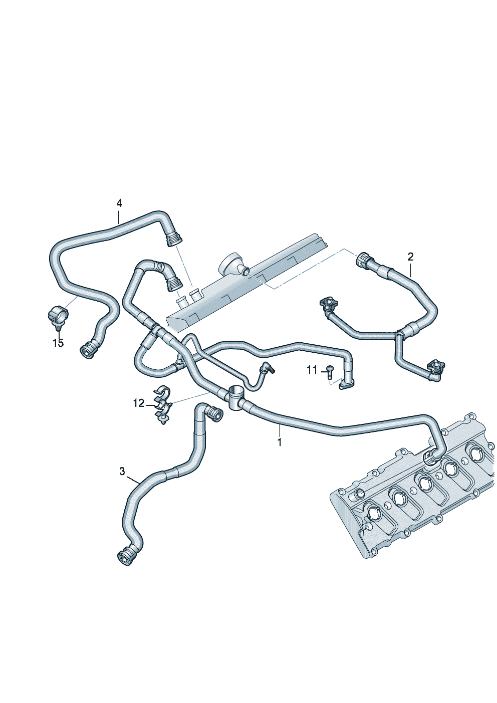 Entlüftung für Zylinderkopf-<br>haubeAbdeckung für Motorraum 5,2 Ltr.<br> 386KW/412KW - Audi R8/Spyder - r8