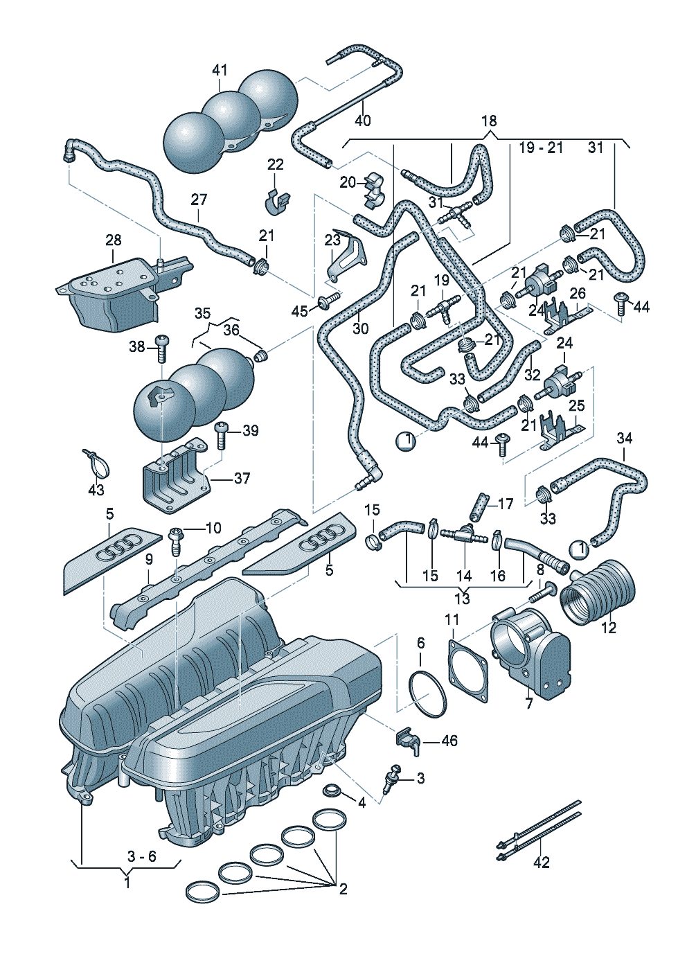 Intake manifoldvacuum systemsuction jet pump 5.2Ltr. - Audi R8/Spyder - r8