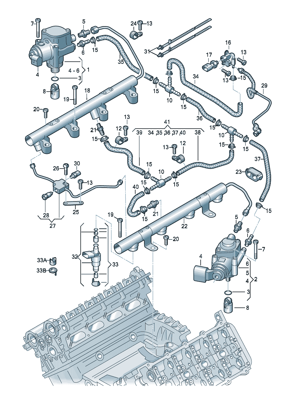 Yakıt pompasıYakıt hattıEnjektör valfı 4,2Ltr. - Audi R8/Spyder - r8