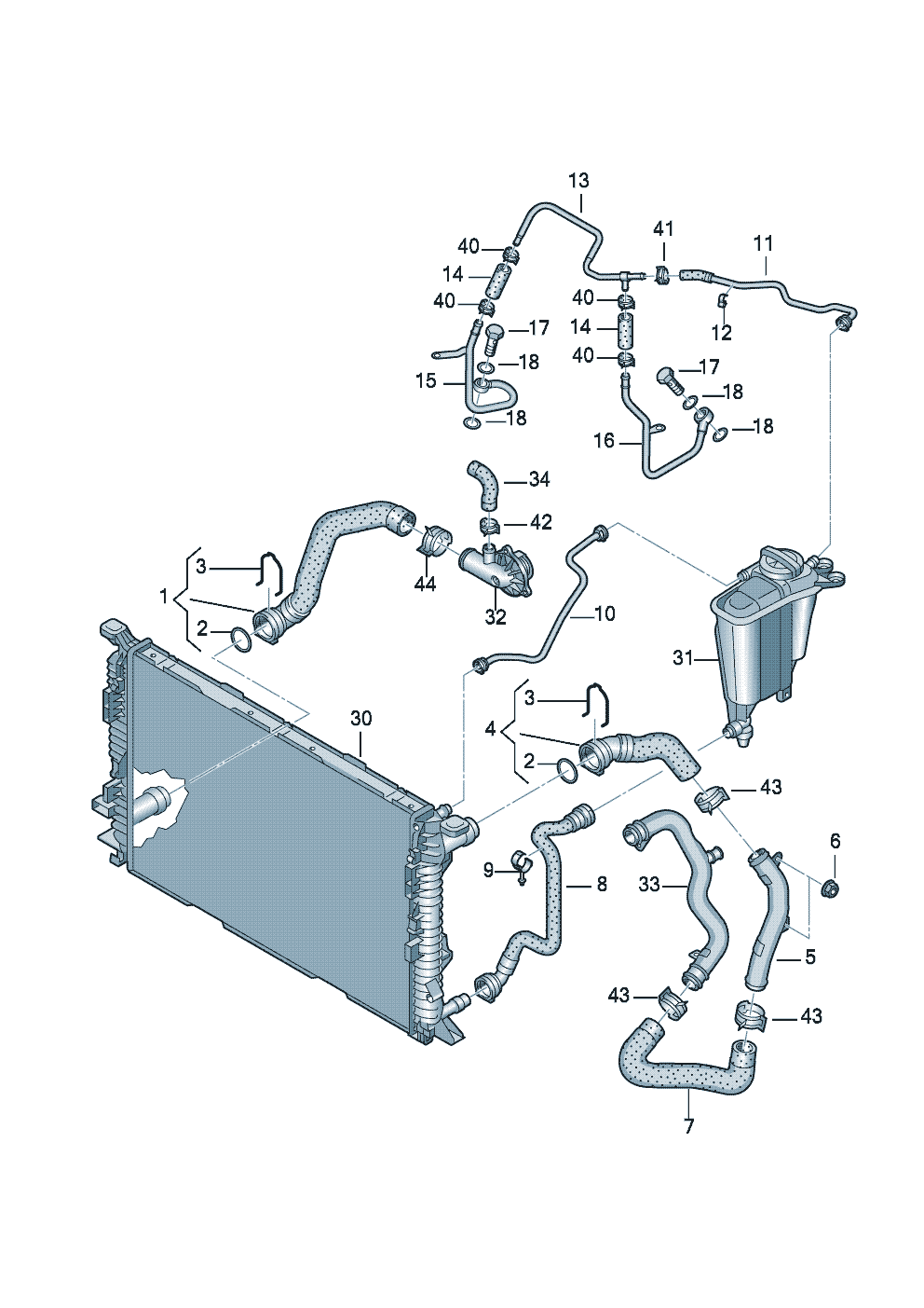Coolant cooling system feed2.7/3.0 ltr. - Audi A4/S4/Avant - a4q