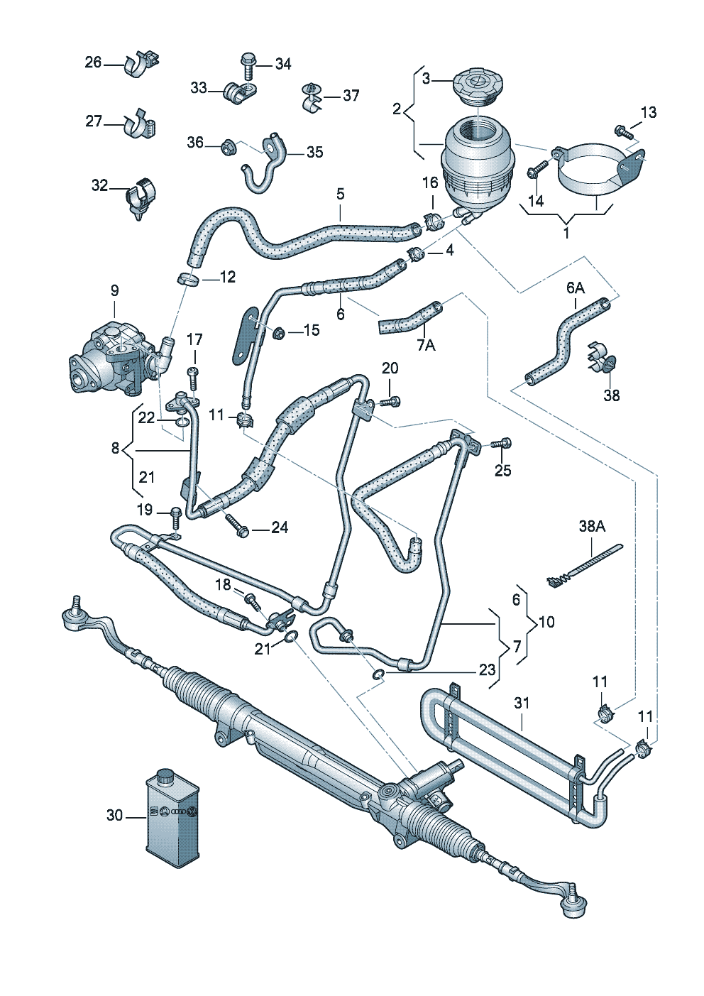 oil container and connection<br>parts, hoses  - Audi A5/S5 Coupe/Sportback - a5co