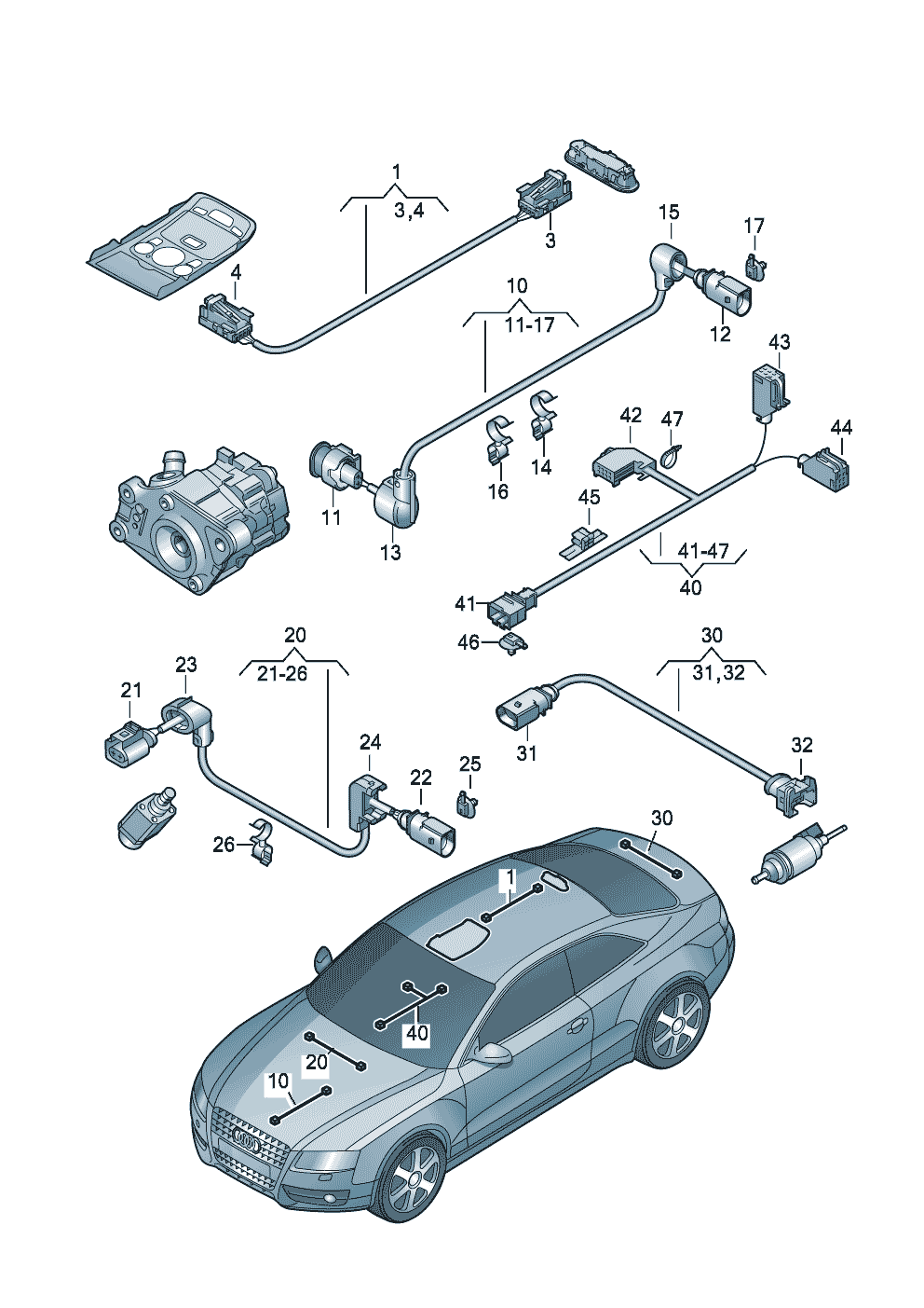 Bağımsız kalorifer<br>kablo tesisatıIsıtma cihazı  - Audi A5/S5 Coupe/Sportback - a5co
