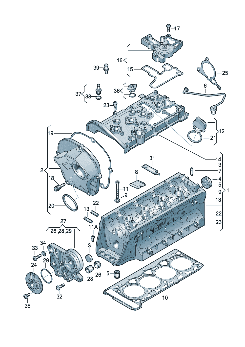 Testata cilindricoperchio testata cil. 1,8/2,0l<br> 118/147KW - Audi A3/S3/Sportb./Lim./qu. - a3