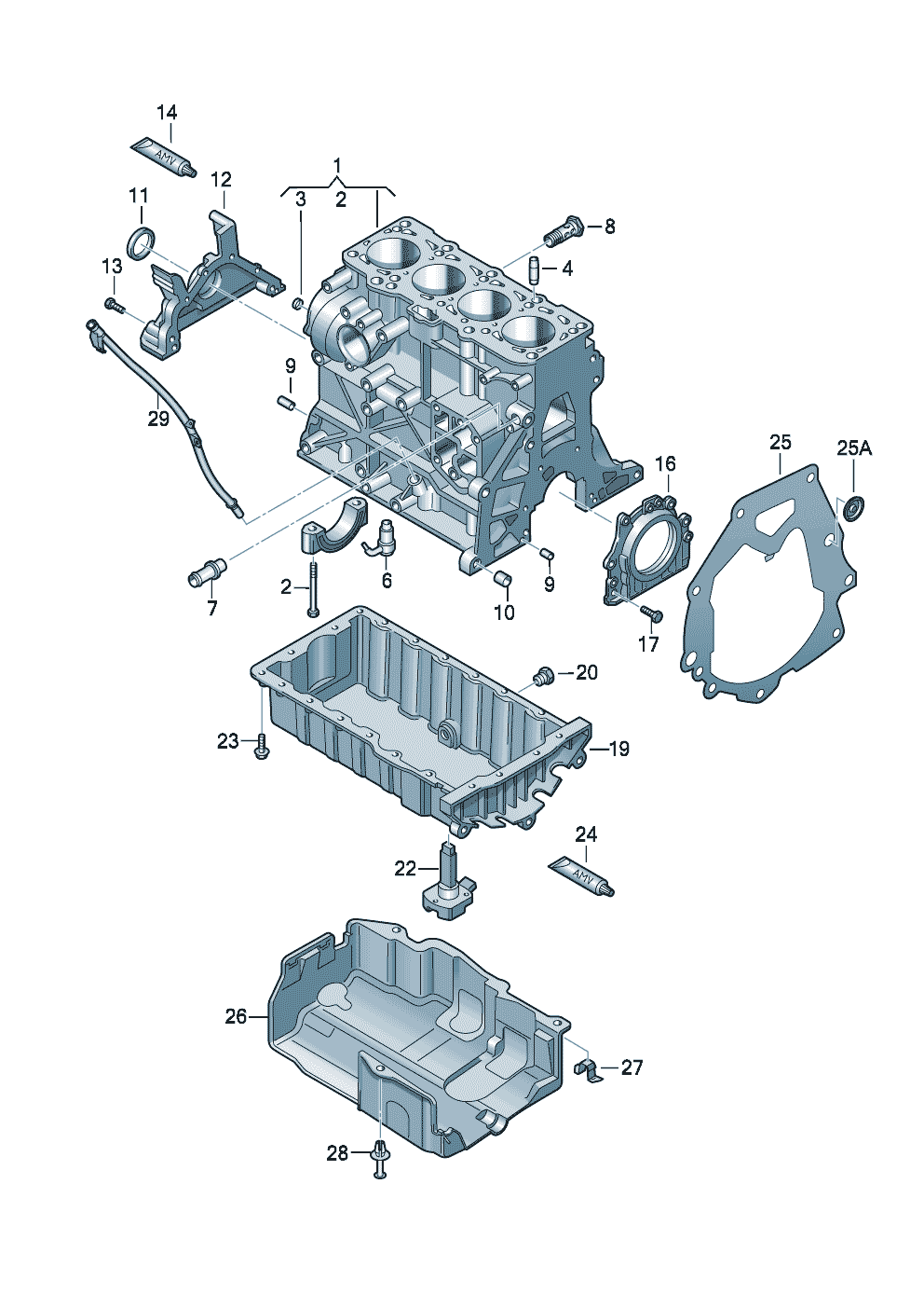 cylinder blockoil sump 2.0 Ltr. - Audi A4/S4/Avant - a4q
