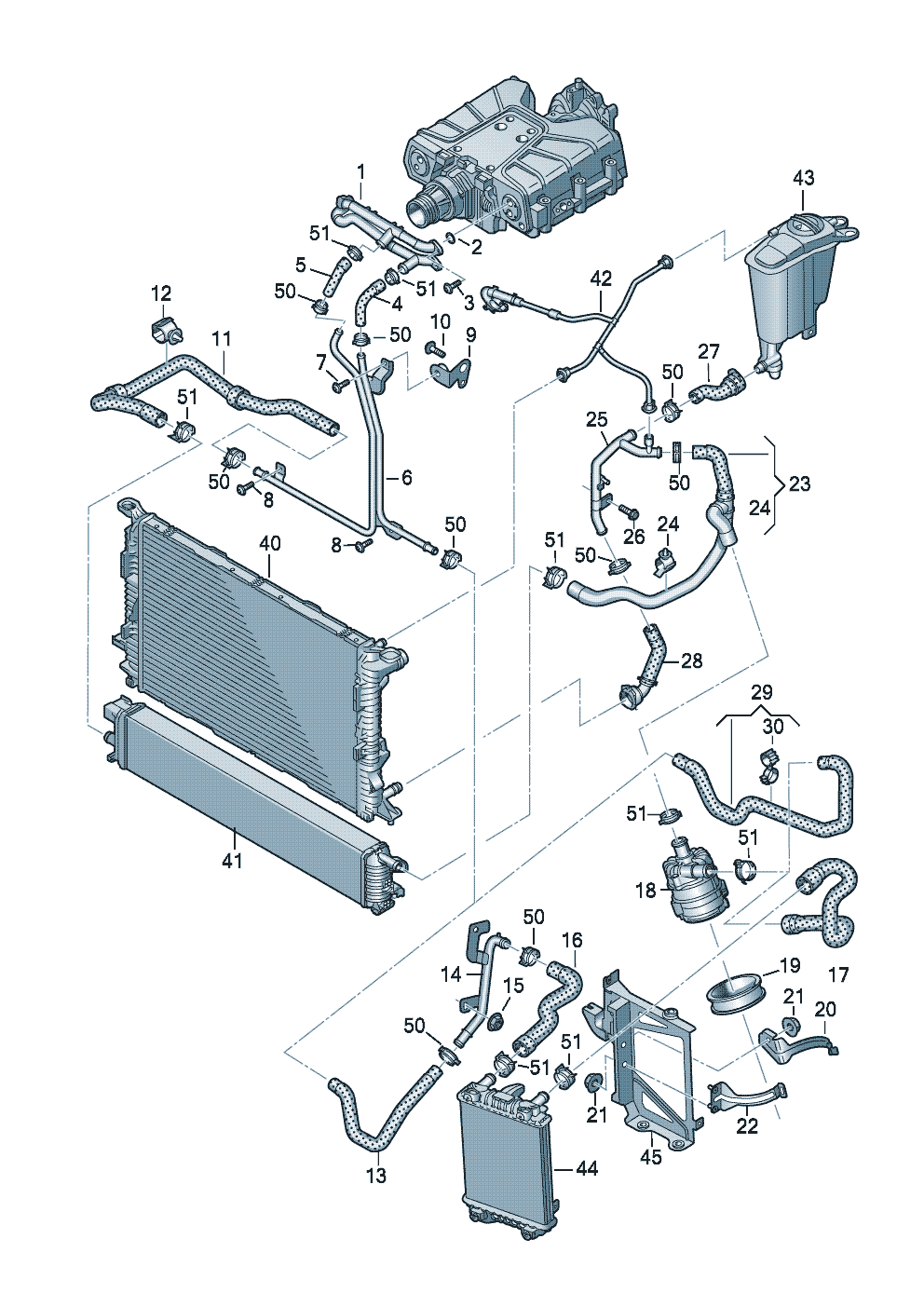 Kühlmittelkühlungfür Zusatzkühlmittelkühler 3,0Ltr. - Audi A4/Avant - a4