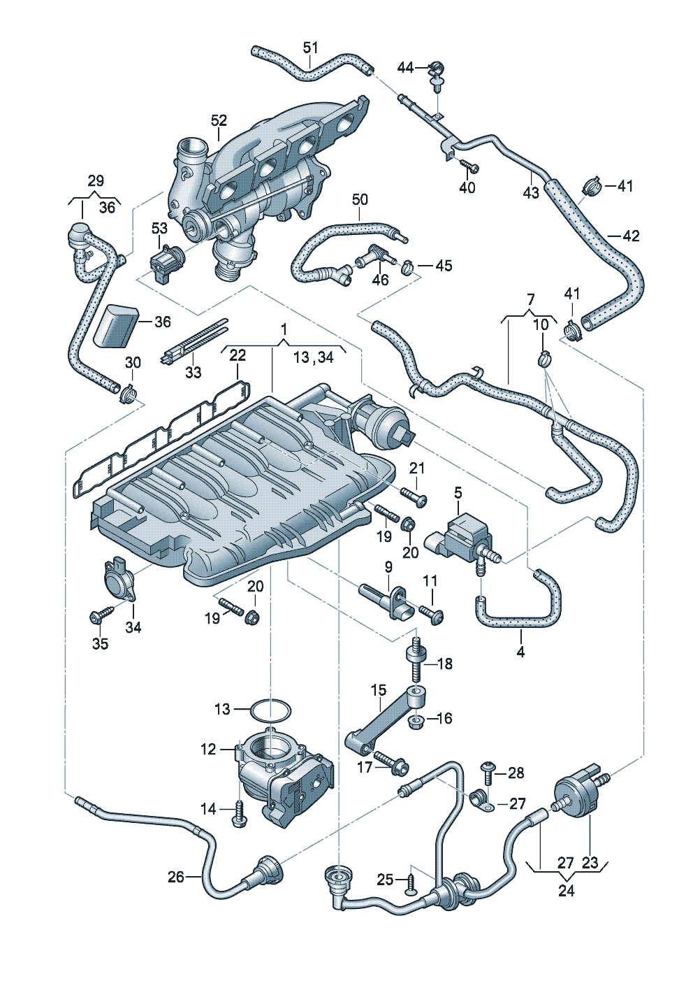 intake system<br>vacuum system<br> D - 25.05.2009>><br/> 1.8ltr. - Audi A4/Avant - a4