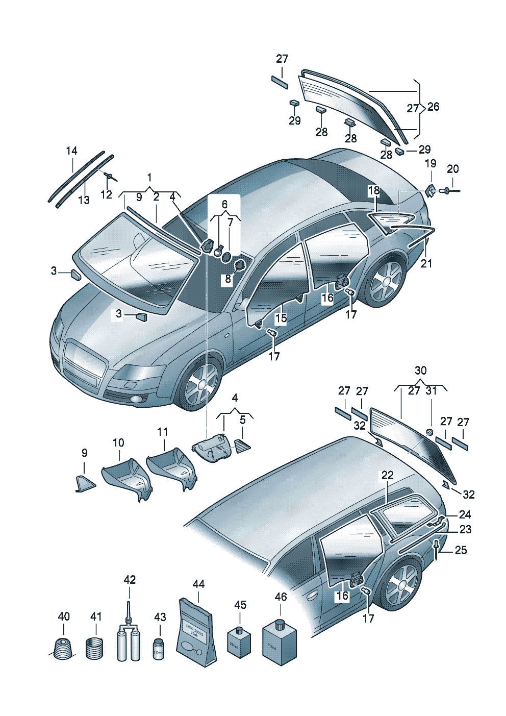 Changement de glaceproduits collage et etancheite  - Audi A4/Avant - a4