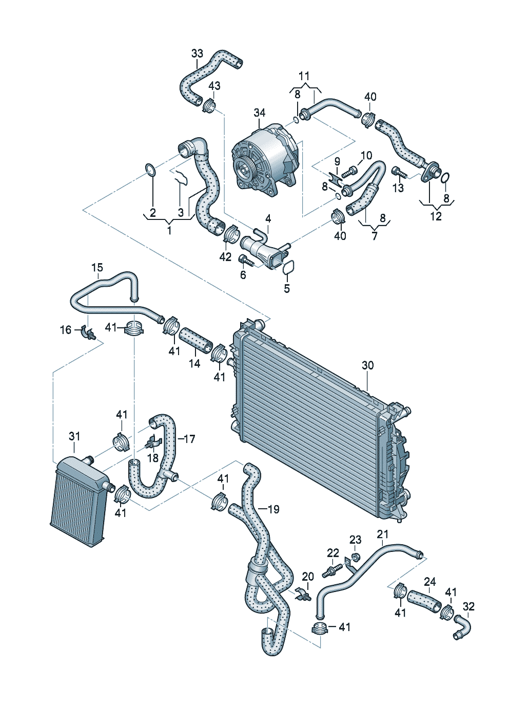 Układ chłodzenia silnika str. prawa5,0 l - Audi RS6RS6 plus/Avant qu. - rs6