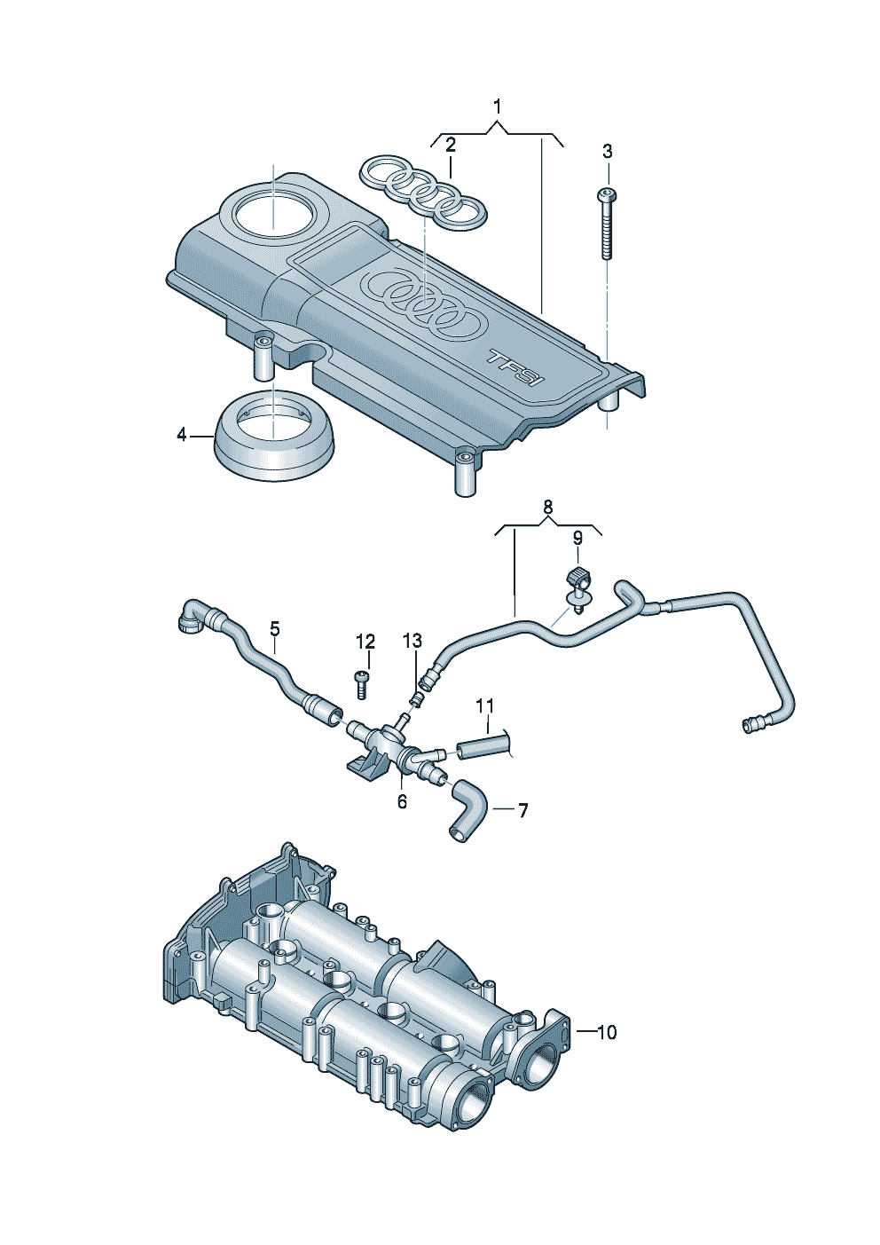 cache p. compartiment-moteurAeration pour bloc-cylindres 1,4l - Audi A3/S3/Sportb./Lim./qu. - a3