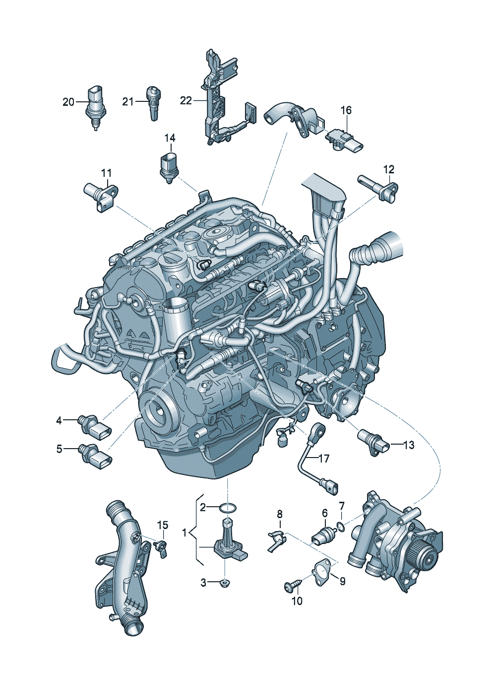 interruttore e trasduttore al<br>motore e cambio 2,0l4 cilindri - Audi Q5/Sportback - aq5