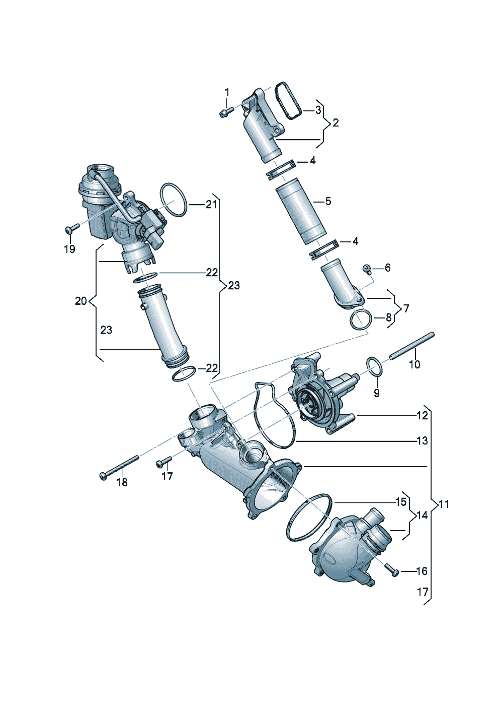 Coolant pumpthermo valveCoolant connection 4.0 ltr. - Audi A8/S8 quattro - a8q