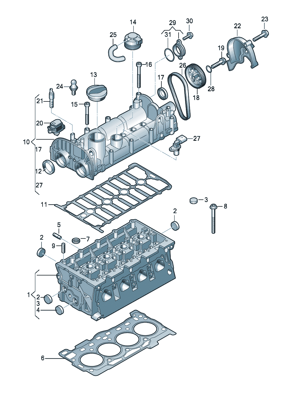 Testata cilindricoperchio testata cil. 1,4l - Audi A3/S3/Sportb./Lim./qu. - a3