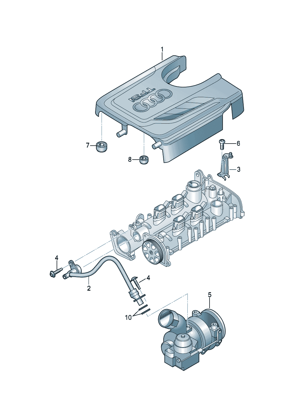 cover for engine compartmentVentilation for cylinder block 1.4ltr. - Audi Q3/Sportback - aq3