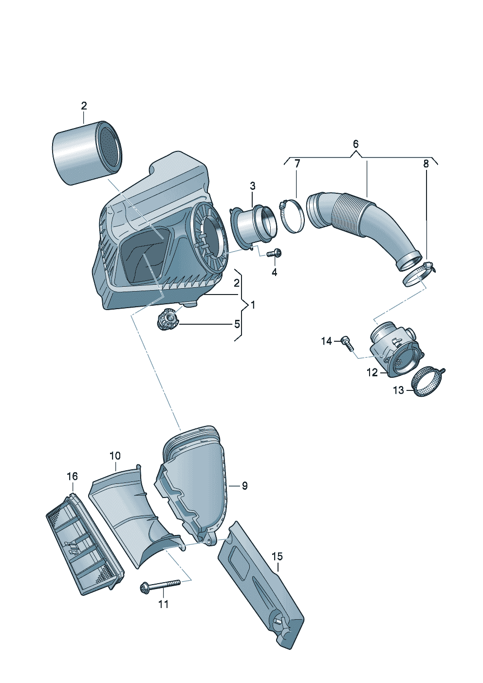 Luftfilter mit Anschluss-<br>teilenLuftmassenmesser 3,0Ltr. - Audi A6/Avant - a6