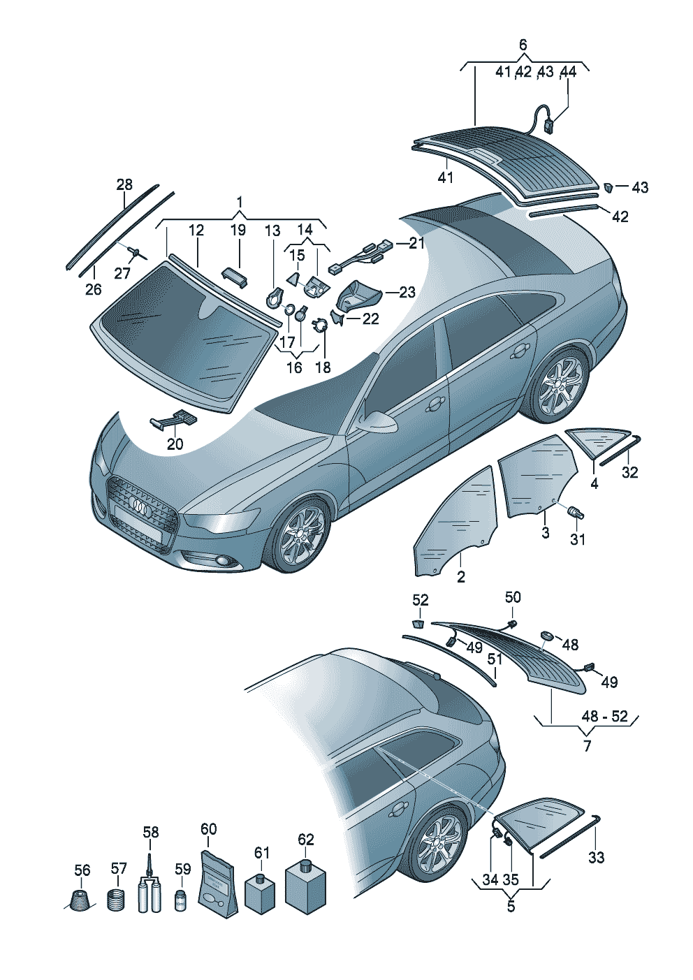 ScheibenwechselKlebe- und Dichtungsmaterial  - Audi A6/Avant - a6