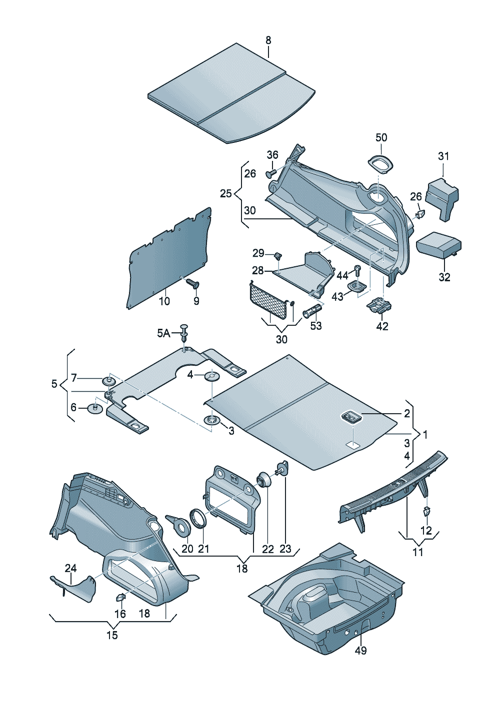 moqueta del maleterocubierta p. portacerraduraRevestimiento del maletero  - Audi A6/Avant - a6