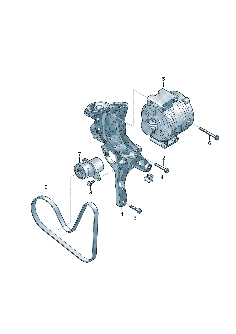 Детали подключения и крепления<br>для генератораПоликлиновой ремень 2,0 л. - Audi Q5/Sportback - aq5