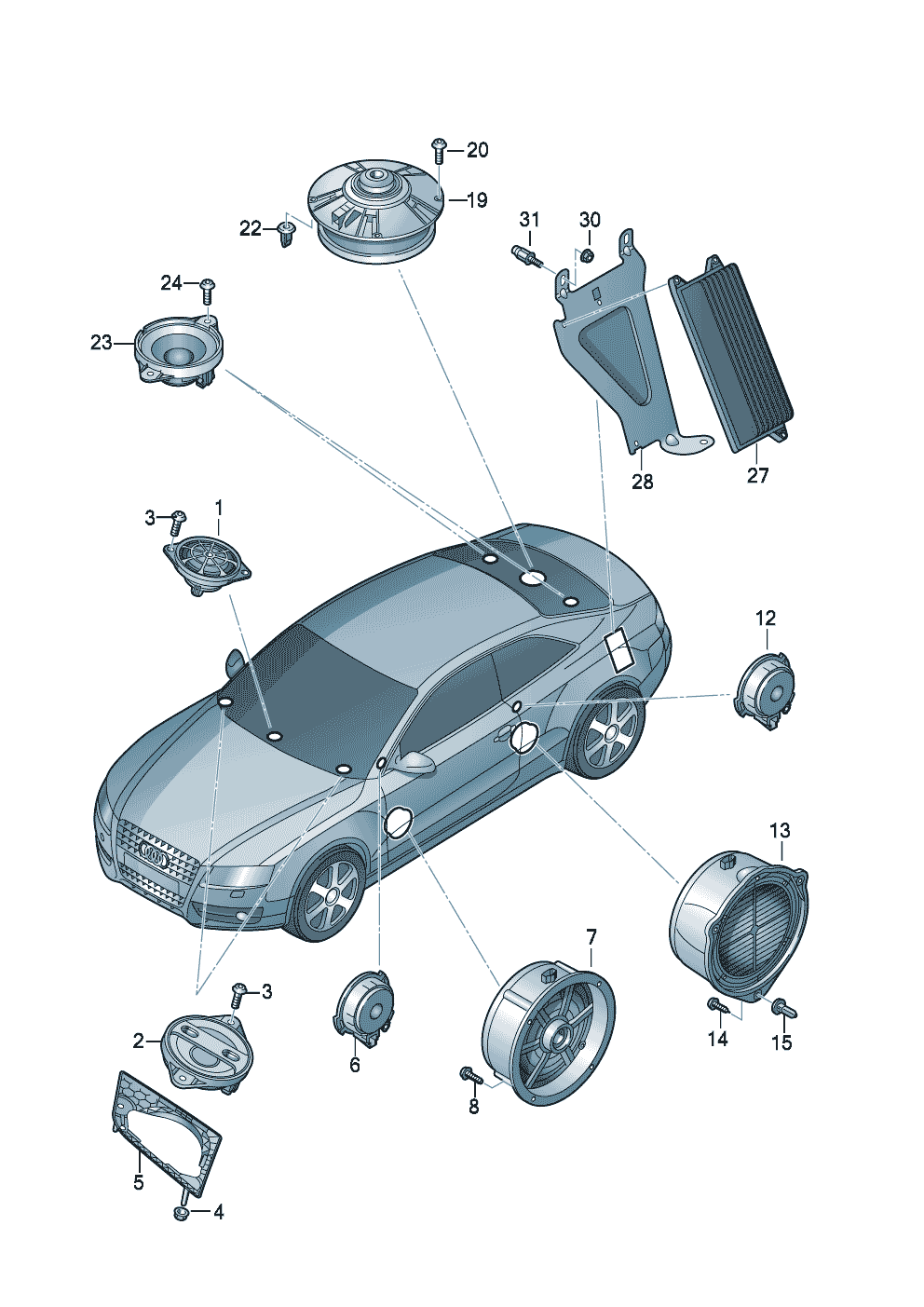 Wzmacniacz systemu dźwiękowegodo samochodów z magistralą CAN  - Audi A5/S5 Coupe/Sportback - a5co