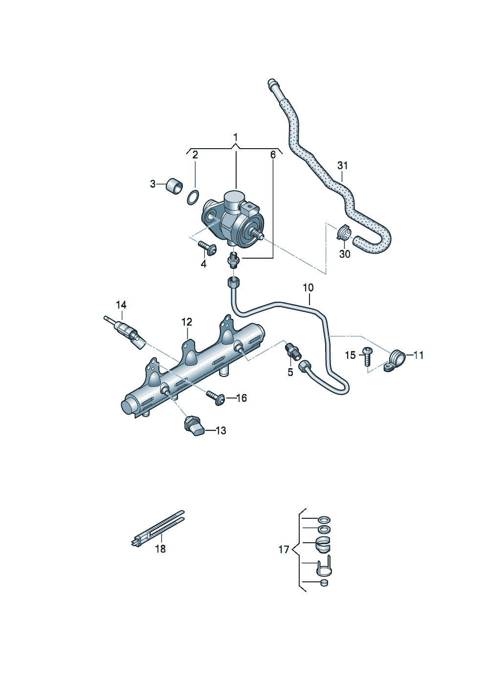 Fuel pumpFuel railInjection valve 2.0 Ltr. - Audi Q5/Sportback - aq5