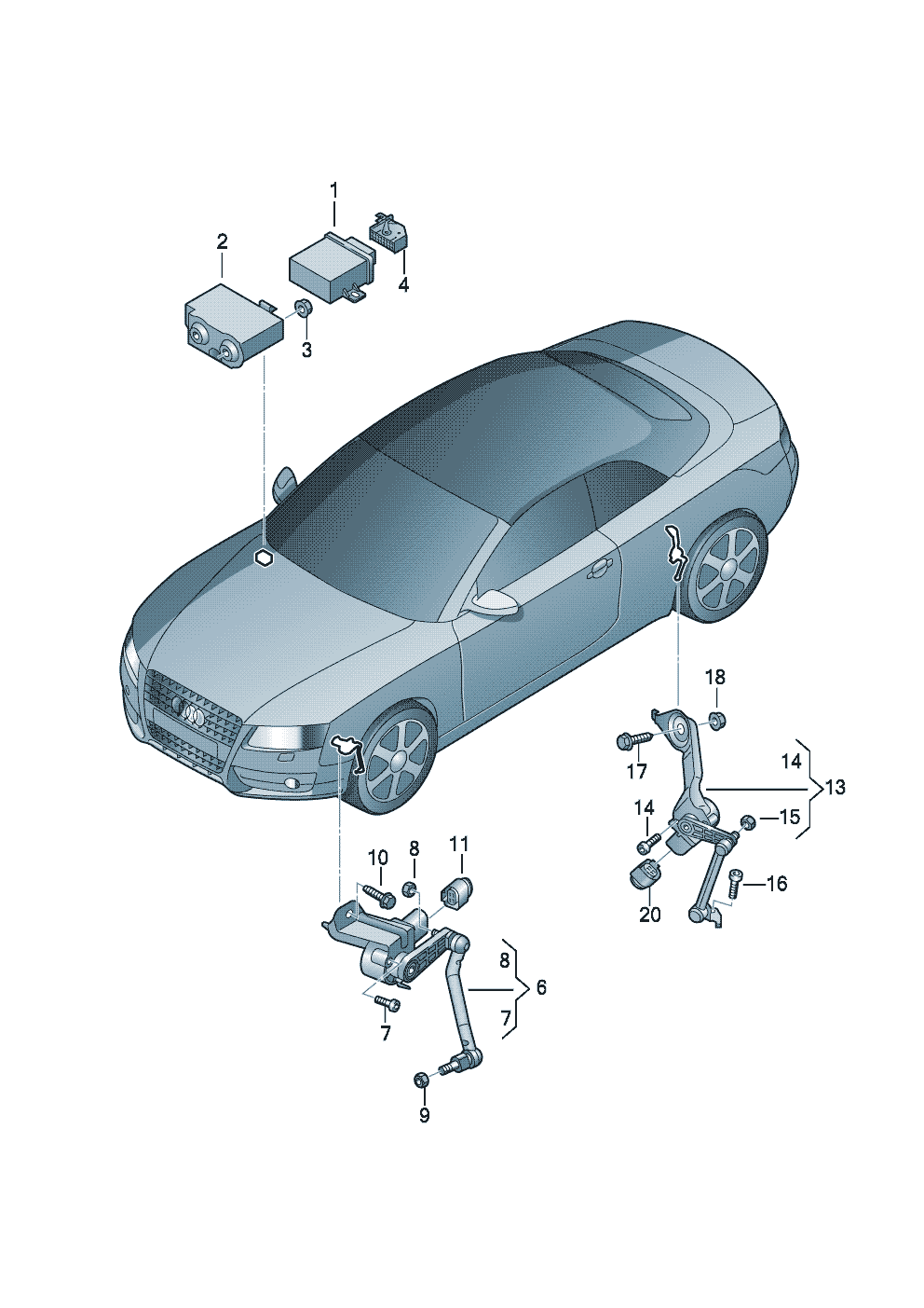sensor para regulacion del<br>alcance de luces trasero - Audi A5/S5 Cabriolet - a5ca