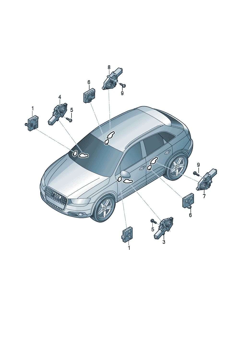 Эл.двигатель стеклоподъёмника задн. - Audi Q3/Sportback - aq3