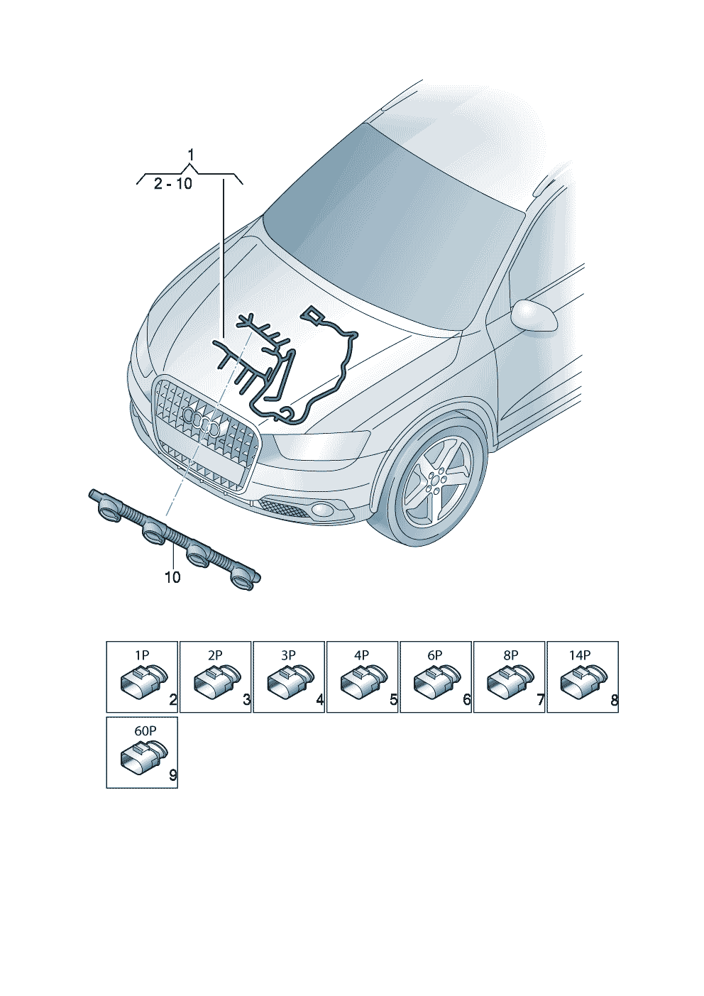 Kabelgeleiderkabelset voor motor  - Audi Q3/Sportback - aq3