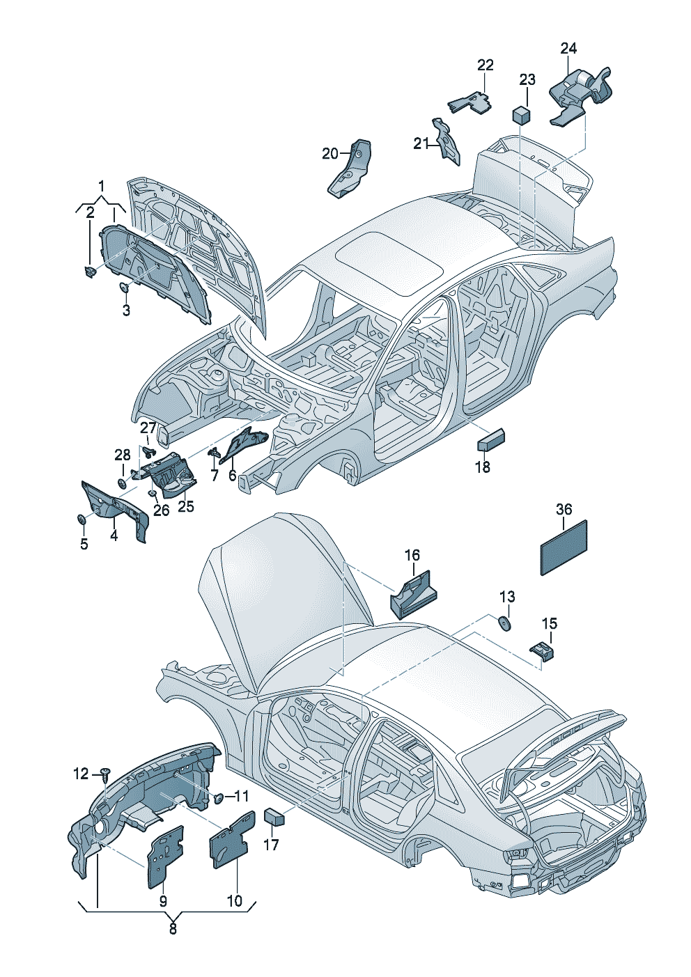 insonorizzazione (autoadesiva)Isolamento<br>(utilizzabile a livello univ.) bitumeagugliato - Audi A4/Avant - a4