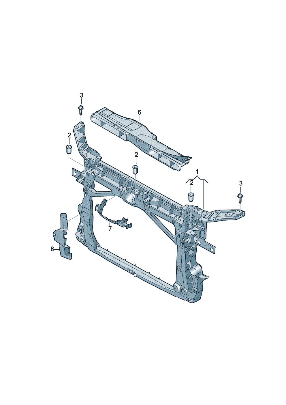 Передняя несущая панель с<br>креплением для радиатора ОЖ  - Audi A3/S3/Sportb./Lim./qu. - a3