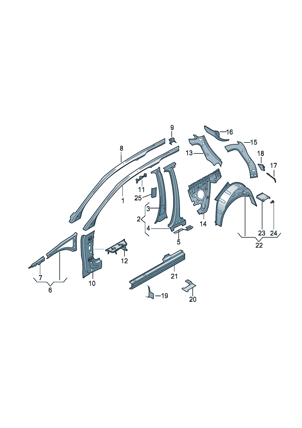side panel, inner inner - Audi A3/S3/Sportb./Lim./qu. - a3