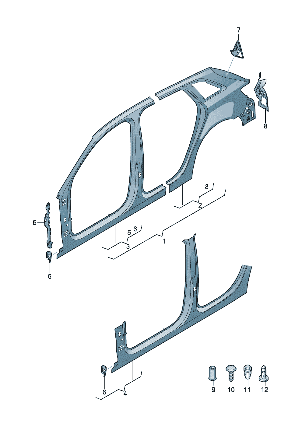 Side panel frameSectional part - side panel outer - Audi A3/S3/Sportb./Lim./qu. - a3