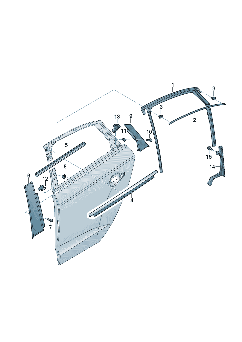 Направляющая стеклаУплотнитель паза стеклаНакладка стойки ВУгловая накладка задн. - Audi A3/S3/Sportb./Lim./qu. - a3