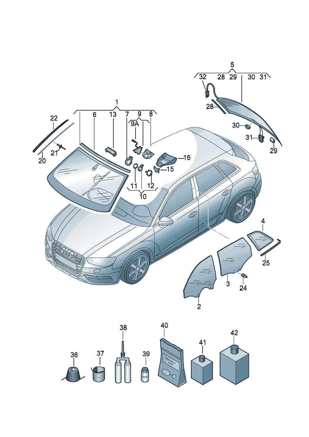 Cambio de cristalesproductos pegado y hermetizado  - Audi A3 Sportb./Lim. - a3sb
