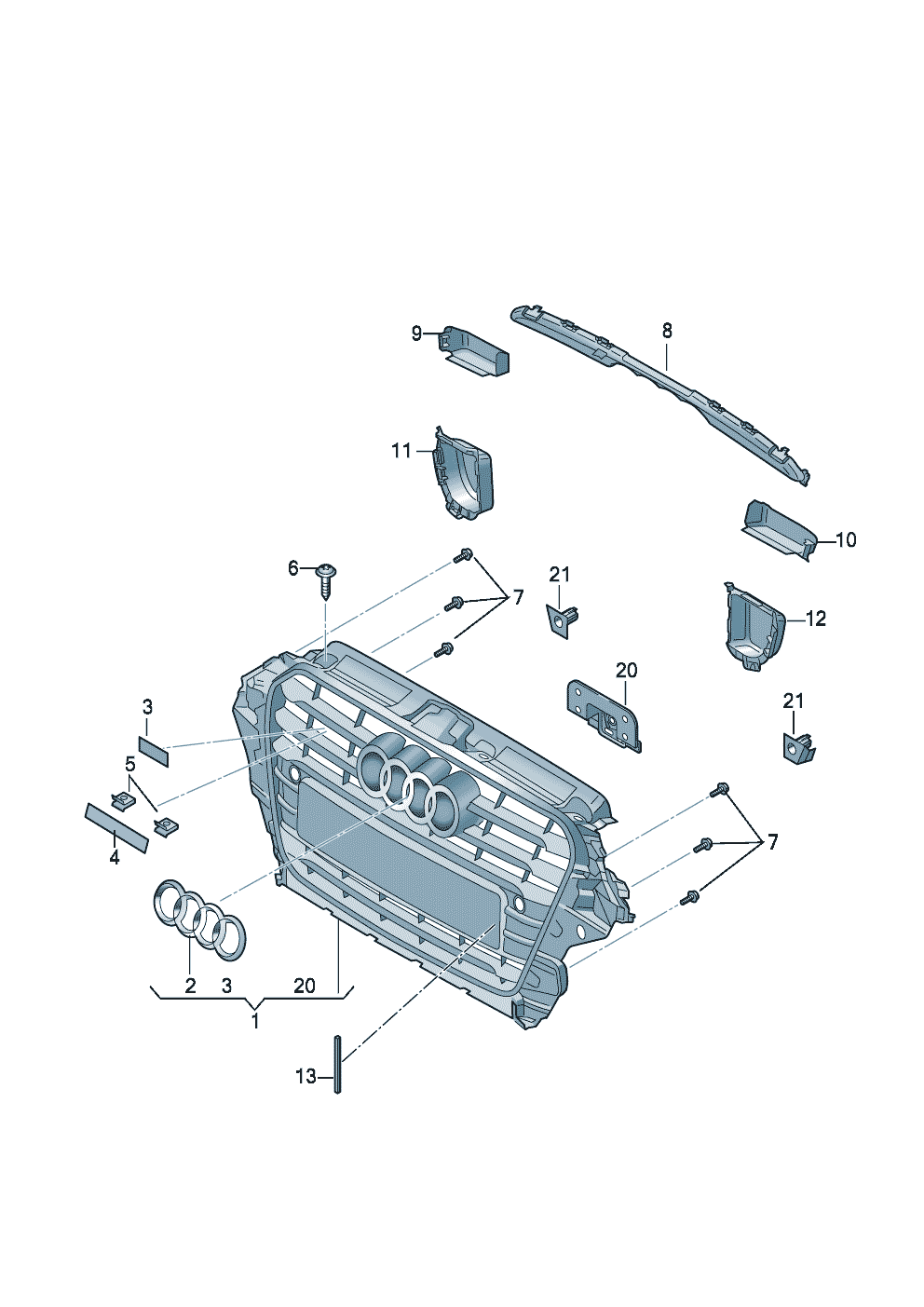 Grille de calandrepieces detail  - Audi A3/S3/Sportb./Lim./qu. - a3