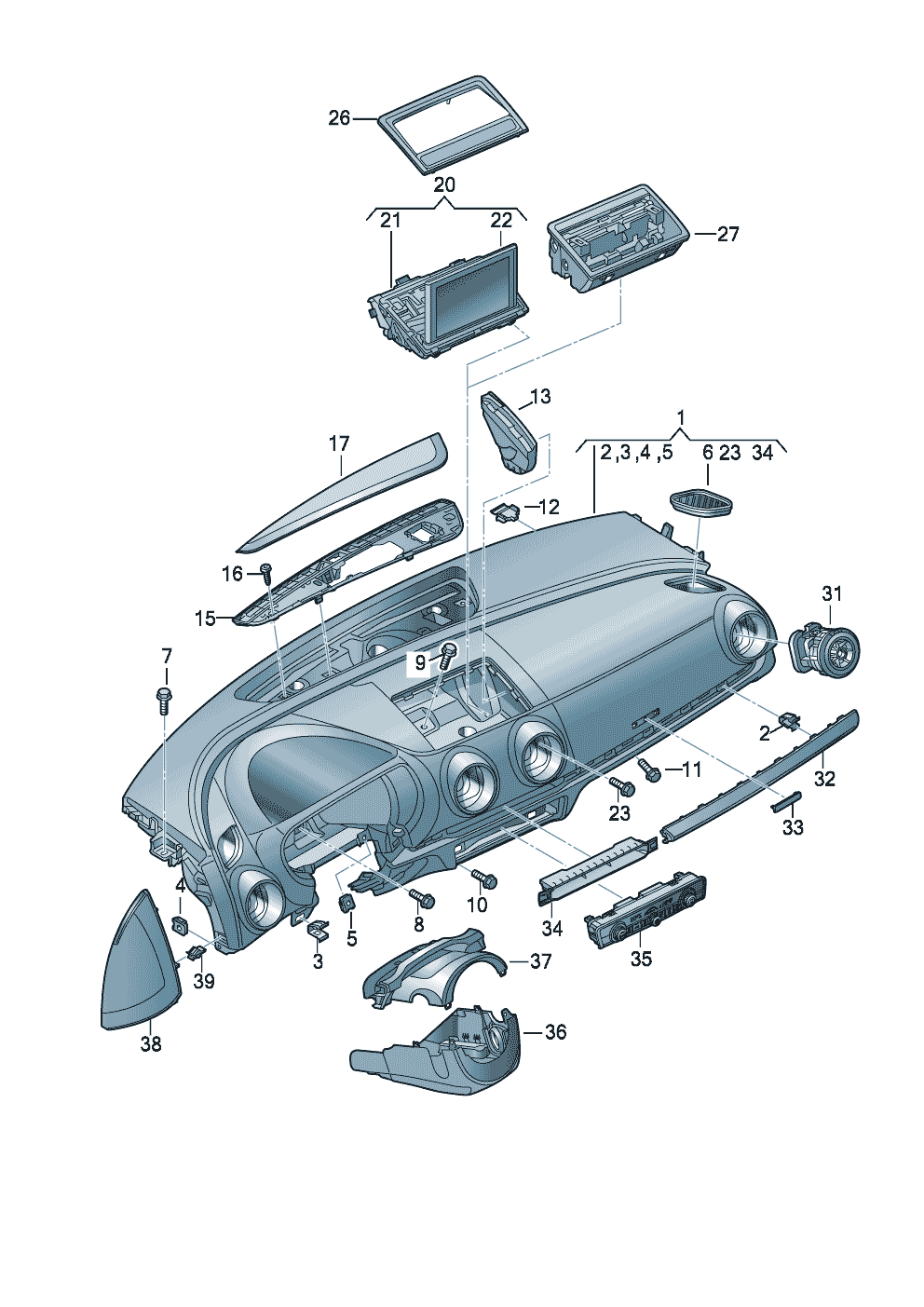 Передняя панельДетали, встроен. в пан. приб.  - Audi A3/S3/Sportb./Lim./qu. - a3