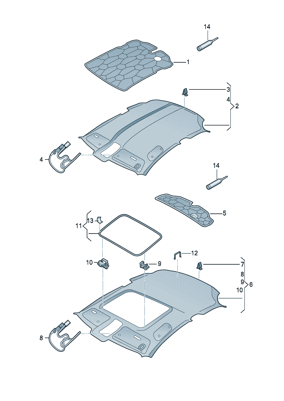 moulded headlining (cloth)  - Audi A3/S3/Sportb./Lim./qu. - a3