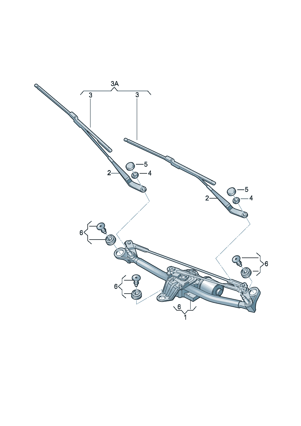 Window wiper mounting with<br>wiper motor  - Audi A3 Cabriolet - a3ca