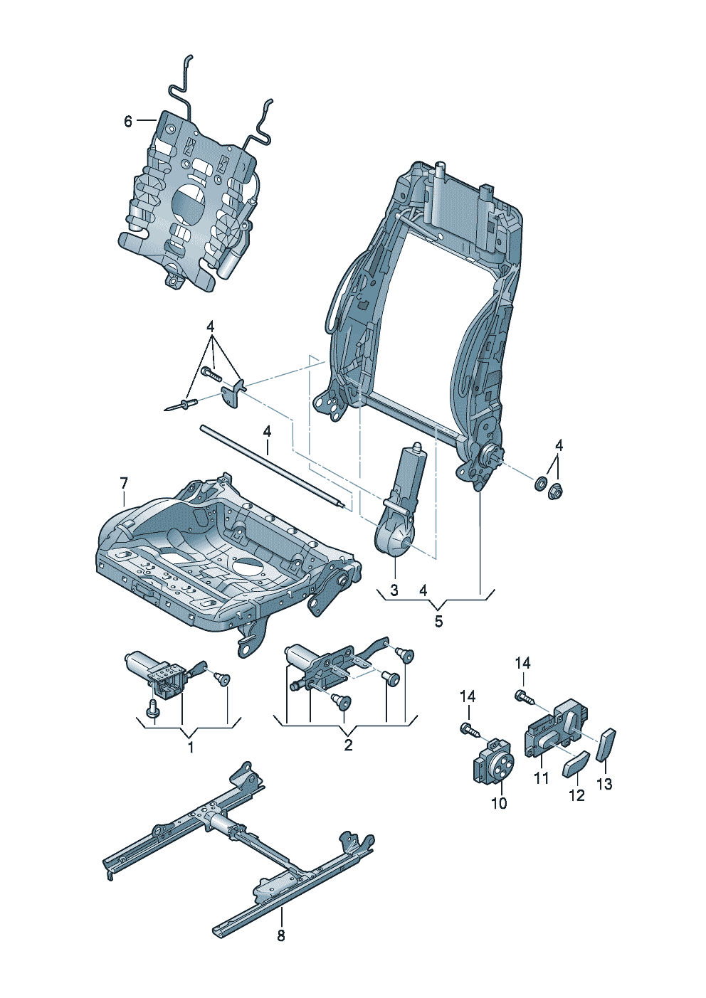 Koltuk ve sırtlık ayarı için<br>elektrikli parçalar  - Audi A3/S3/Sportb./Lim./qu. - a3