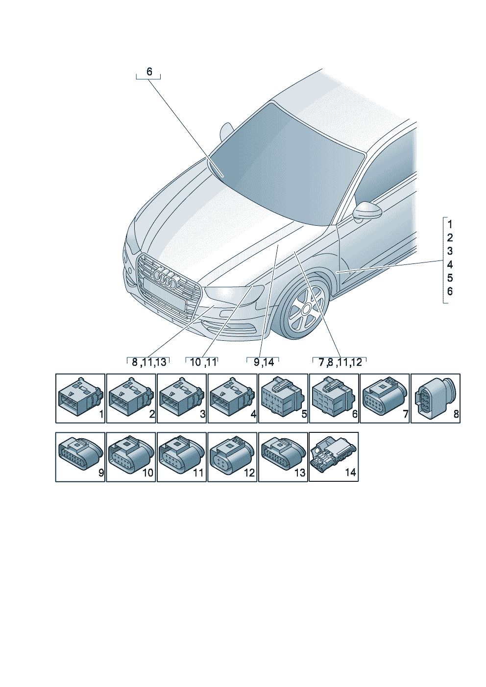 Обзор областей примененияТочка подключ.-корпус разъема  - Audi A3/S3/Sportb./Lim./qu. - a3