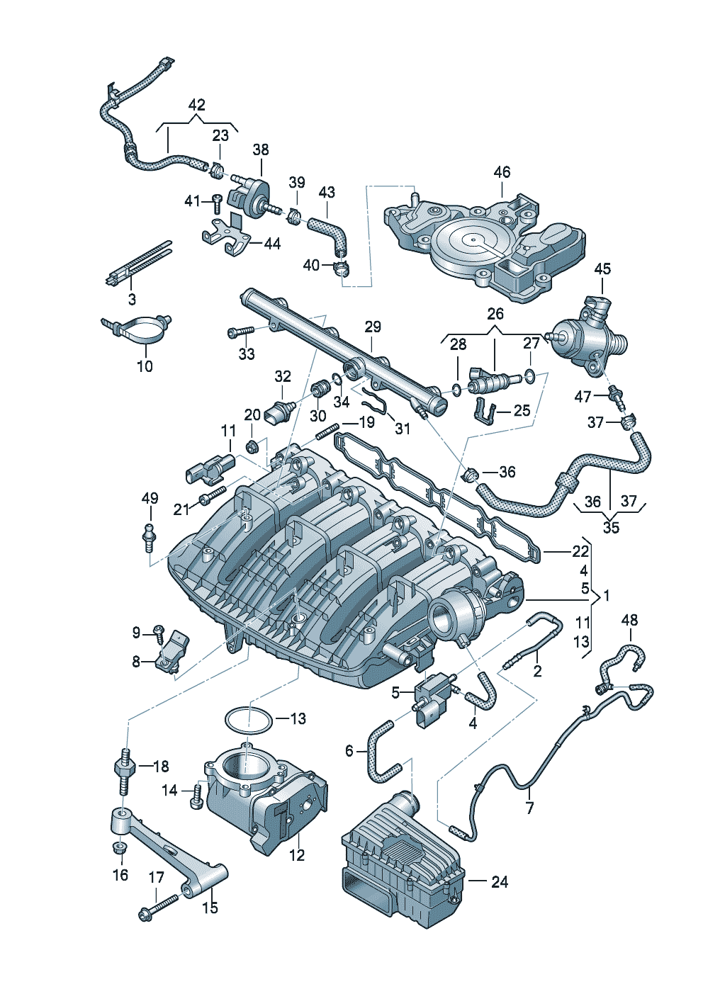intake systemInjection valve 1.8ltr.Low pressure - Audi A3/S3/Sportb./Lim./qu. - a3