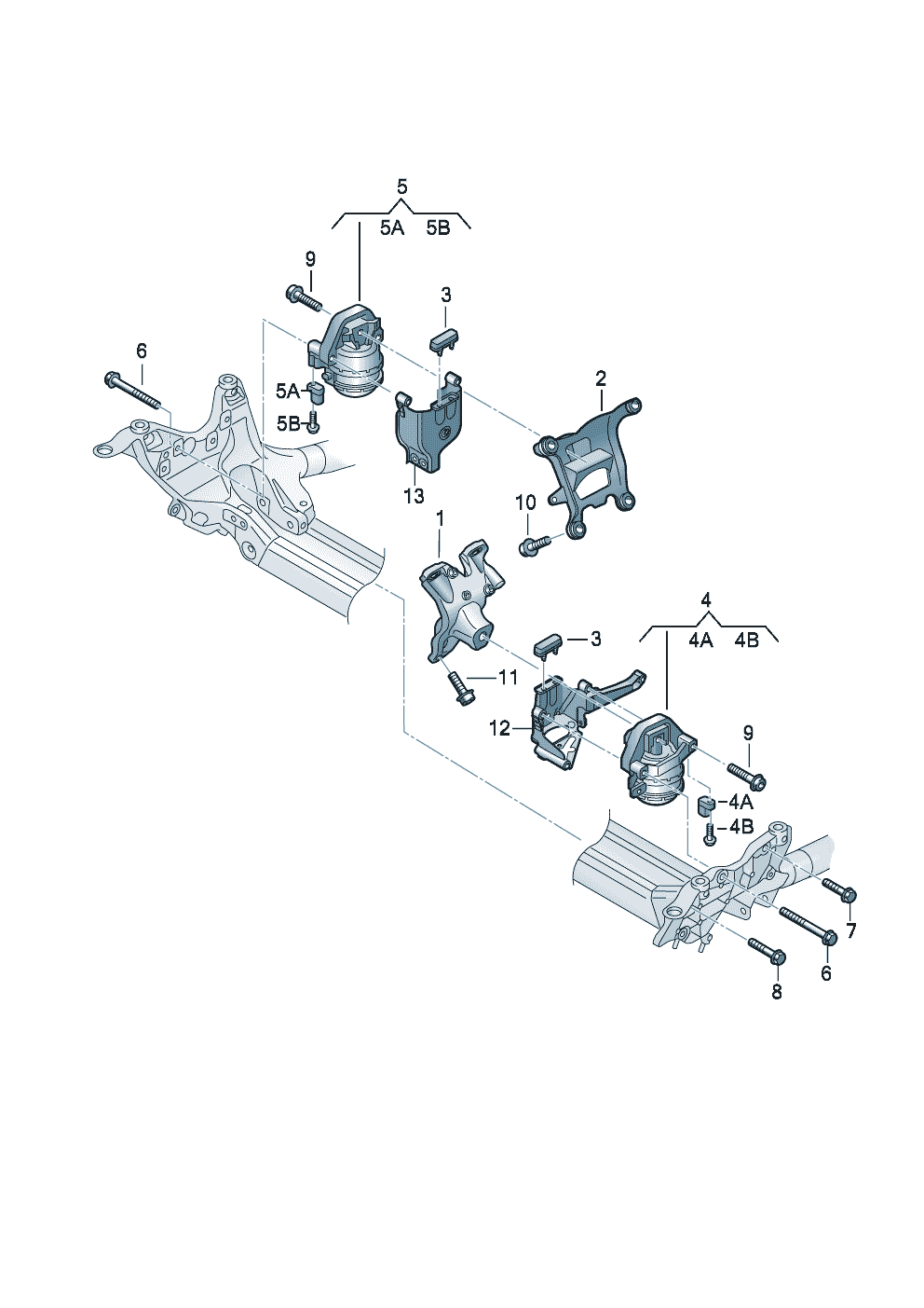 Befestigungsteile für Motor 4,0Ltr. - Audi A6/S6/Avant quattro - a6q