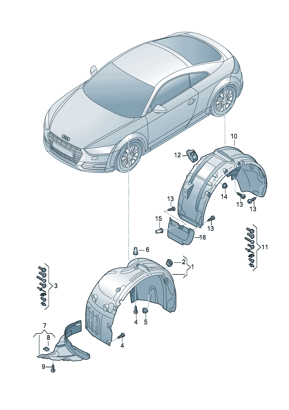 Wheel housing liner rear - Audi TT/TTS Coupe/Roadster - att