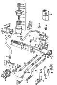 Steering gearoil container and connectionparts, hoses