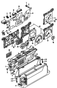 instrument housing, fuel andtemperature gauge, printedcircuit foil, revolutioncounter, clock