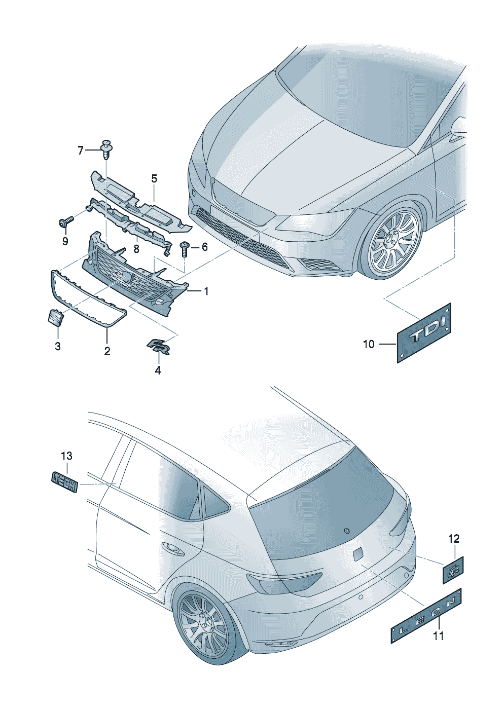 Radiator grilleinscriptions/lettering  - Leon (SEAT) - le