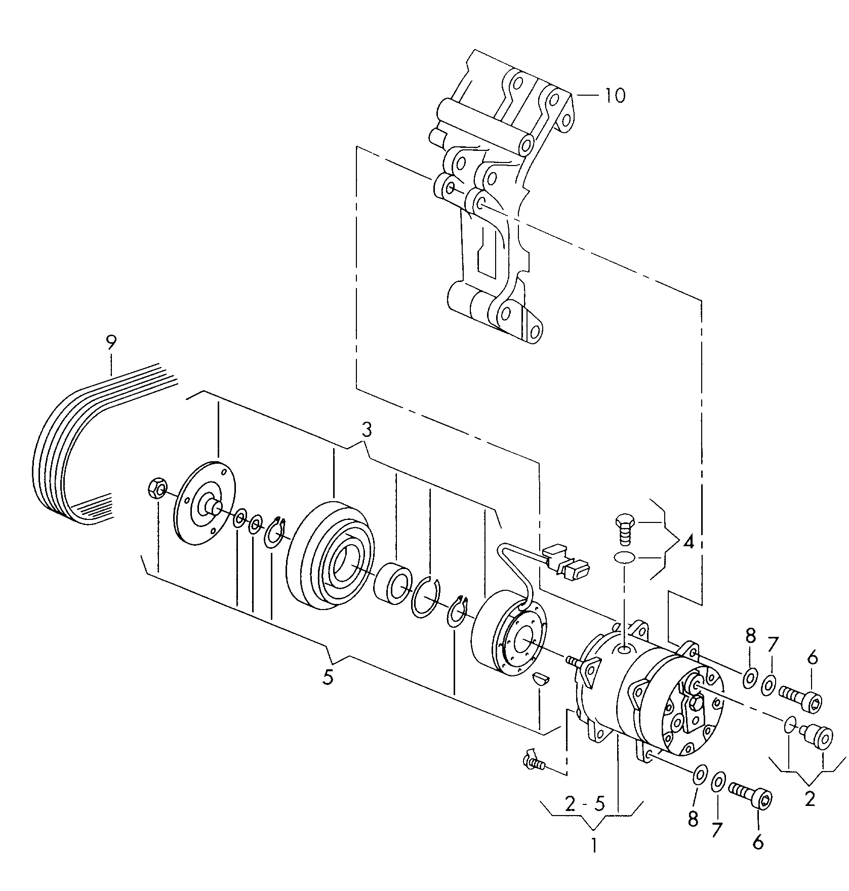 A/C compressor with<br>individual partsfor vehicles with air condit.  - Felicia - fel