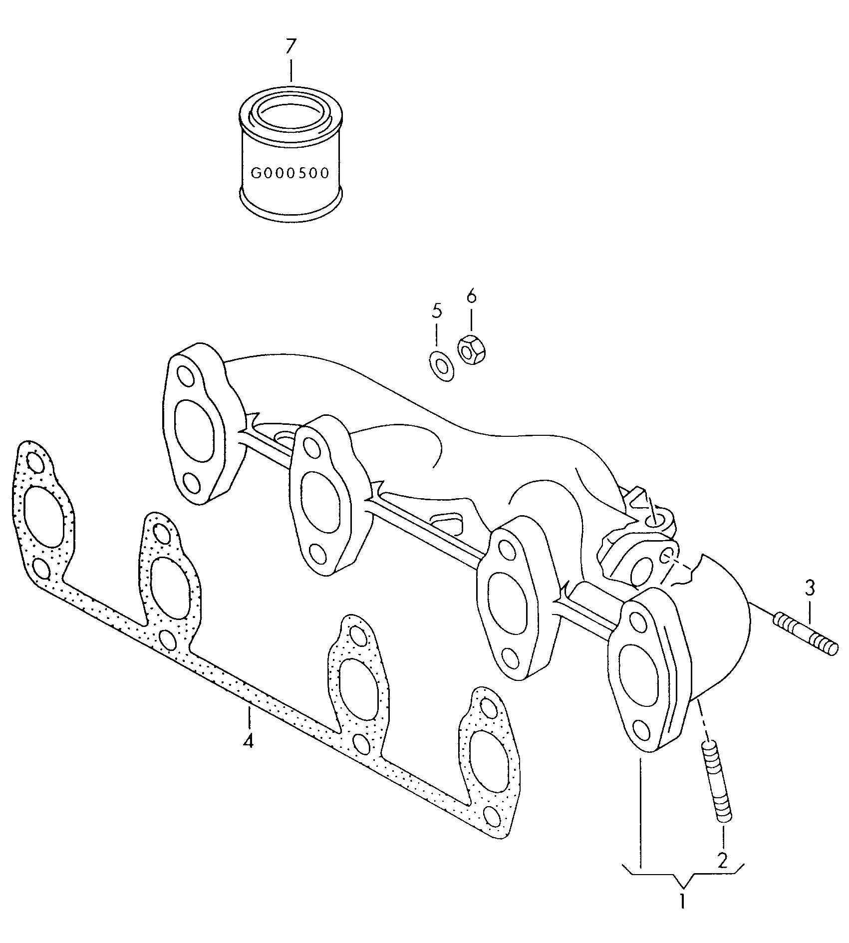 Exhaust manifoldsExhaust manifold with turbo-<br>charger             see illustration: 1.9ltr.<br> 145-040 - Fabia - fab