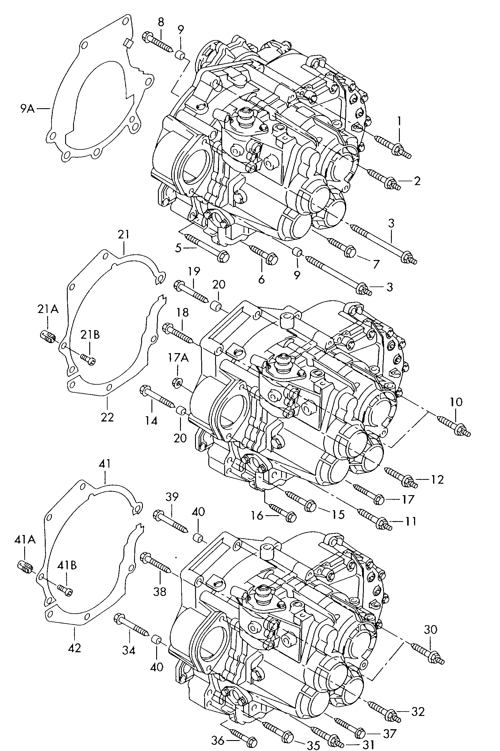 pieces de fixation p. moteur<br>et bvp. boite mecanique 6 vit. 4 cylindres - Octavia - oct